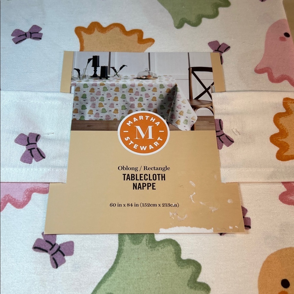 NWT Martha Stewart Tablecloth with Pink, Orange, Green, and Purple Accents